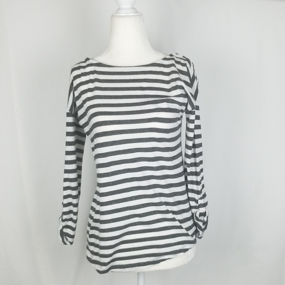 Loft 3/4 Striped Grey & White Shirt